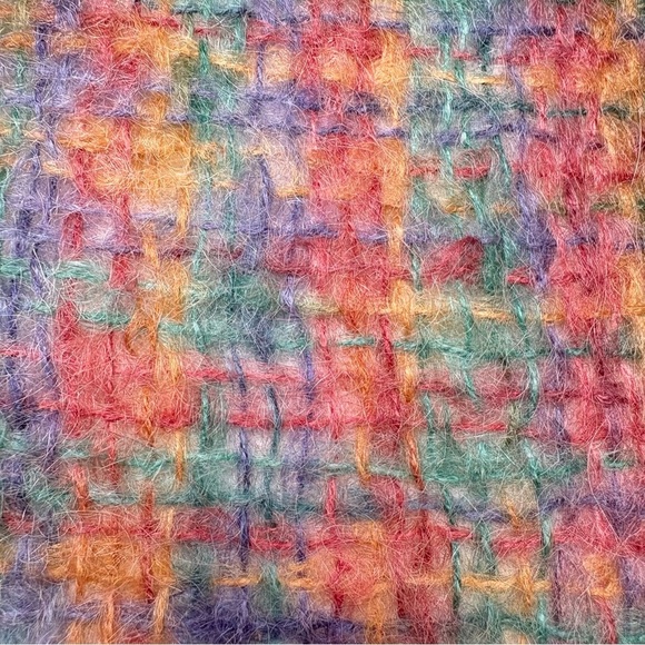 Handmade Hand knit multicolor soft cottage woven mohair wool scarf - Picture 4 of 11